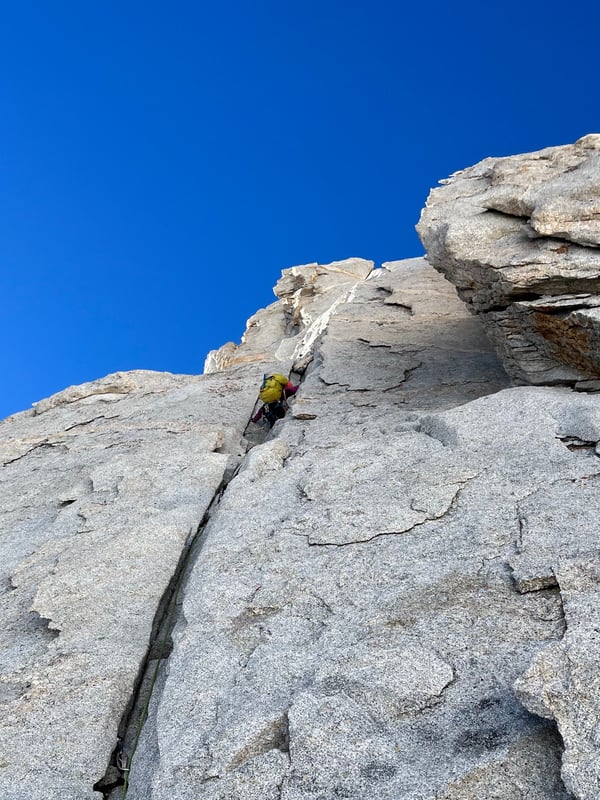 Lei leads up a pitch of incredible rock