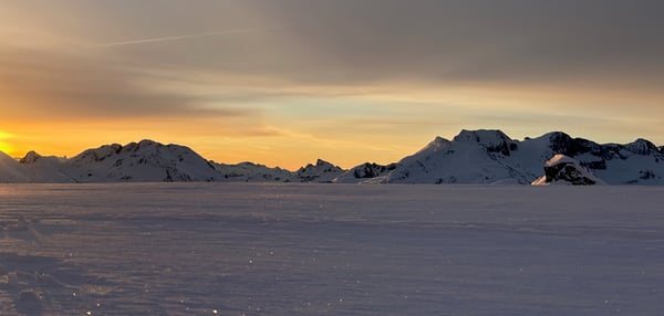 Sunrise from our camp on the Diavolo Glacier